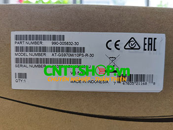 AT-GS970M/10PS-R Switch Allied Telesis 8 Ports PoE+ 124W, 2 SFP ports Uplink with rack mount kit