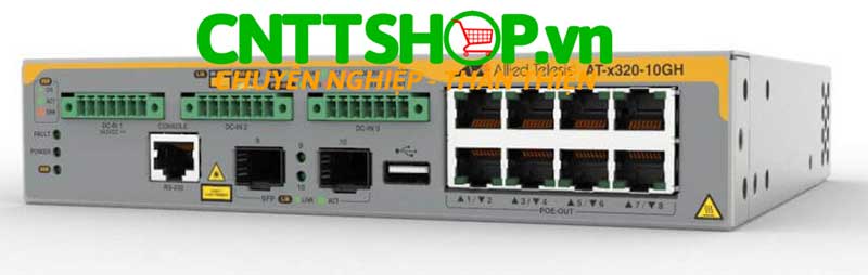 Hình ảnh Switch Allied Telesis AT-x320-10GH 8 Ports 10/100/1000T PoE++, 2 SFP Ports
