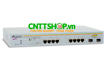 AT-GS950/8POE Switch Allied Telesis 8 Ports 10/100/1000T PoE fanless WebSmart, 2 SFP combo ports