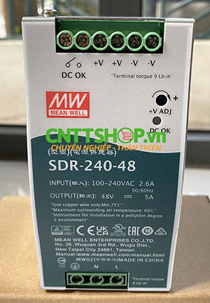 AT-SDR240-48 Allied Telesis 48v 240W Single Output Industrial DIN RAIL Power Supply