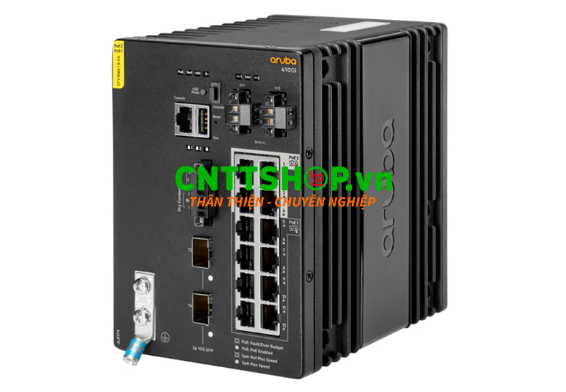 JL817A Aruba CX 4100i 12 x 1GbE PoE port, 2 x SFP+ port DIN Mount Switch