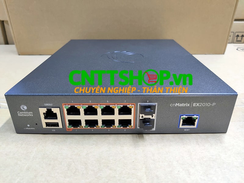 Switch Cambium cnMatrix EX2010-P 20 Gbps throughput, 8 PoE enabled ports.