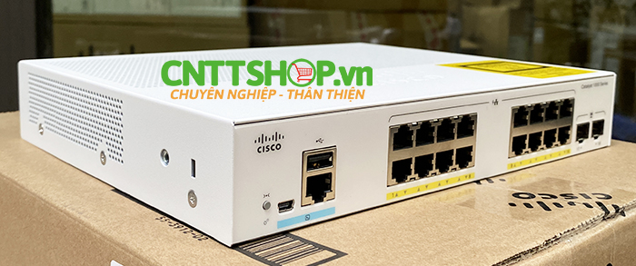 Switch Cisco C1000-16P-E-2G-L with 16 port RJ45, 2 uplink SFP, PoE+ 120W