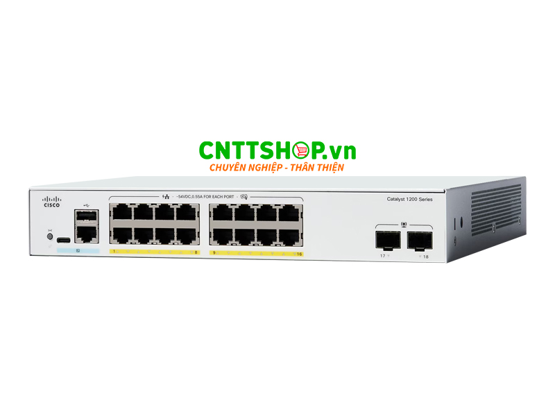 Switch Cisco C1200-16P-2G 16-Ports GE PoE+ 120W, 2 GE SFP Uplink