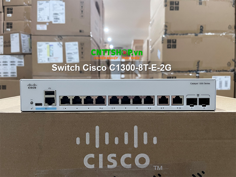 Hình ảnh mặt trước của Switch Cisco C1300-8T-E-2G