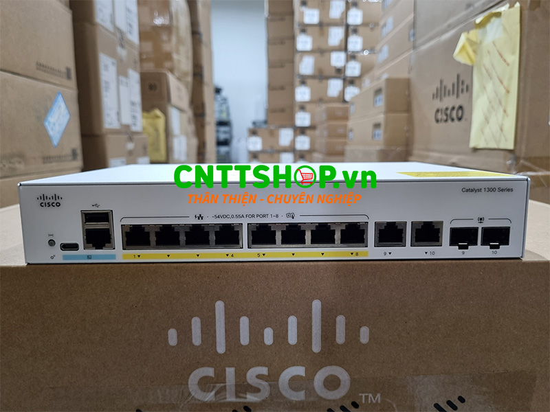 Switch Cisco C1300-8P-E-2G 8-Ports GE PoE+ 60W, 2 Combo Uplink