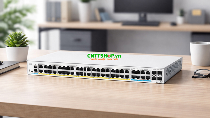 Switch Cisco C1300X-48P-4X rất phù hợp với văn phòng chi nhánh, doanh nghiệp SMB