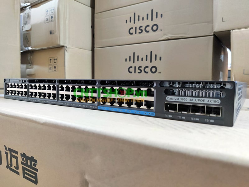 Switch Cisco WS-C3650-12X48UQ-E 48 (36 10/100/1000, 12 100Mbps/1/2.5/5/10 Gbps) PoE+ Ethernet 4x10G Uplink ports, 1100WAC PS, IP Services