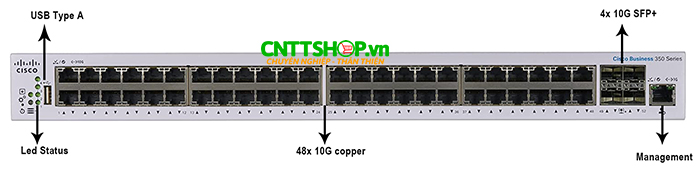 Switch cisco CBS350-48XT-4X-EU with 48x 10 GbE RJ45, 4x SFP+