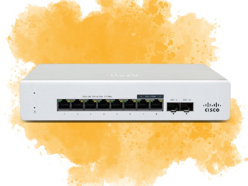 Switch Cisco Meraki MS130-8X-HW, 6-Port 1G, 2-Ports 2.5G, 2-Port 1G SFP uplink, Layer 2, Cloud Managed