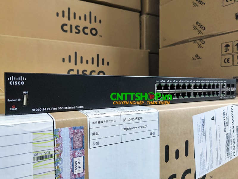Switch Cisco SF250-24-K9-EU 24 10/100 ports, 2 Gigabit copper/SFP combo + 2 SFP ports