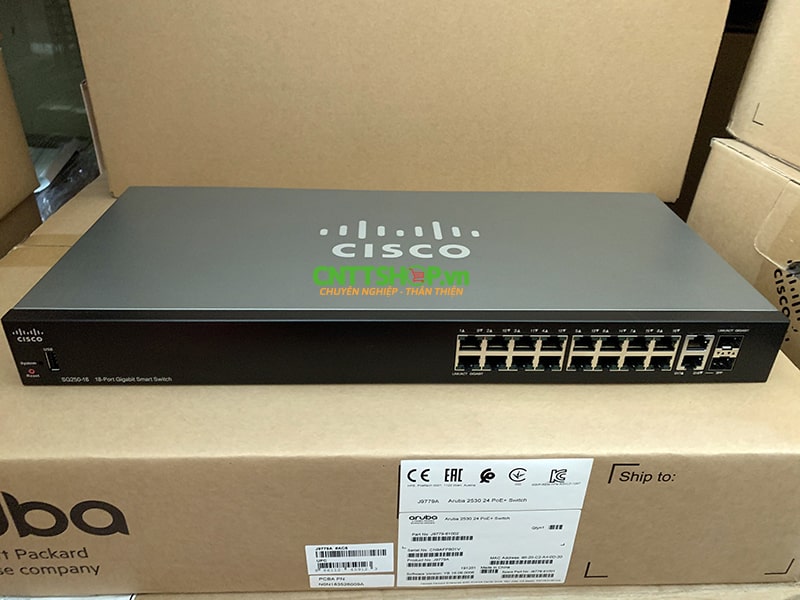 Switch Cisco SG250-18-K9-EU 16 10/100/1000 ports, 2 Gigabit copper/SFP combo ports