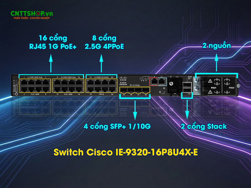 Thiết bị chuyển mạch công nghiệp Cisco IE-9320-24P4X-A