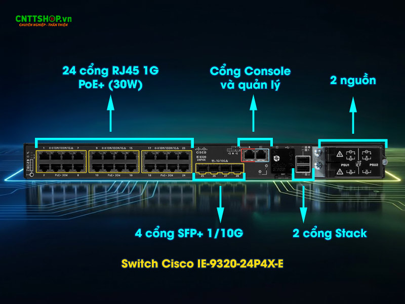 Thiết bị chuyển mạch công nghiệp Cisco IE-9320-24T4X-E