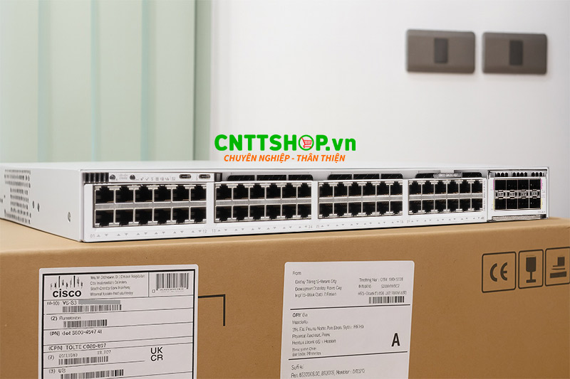 Switch Cisco C9350-48P-A có 48 cổng 1G cấp nguồn PoE+ 30W, mạnh mẽ cho doanh nghiệp