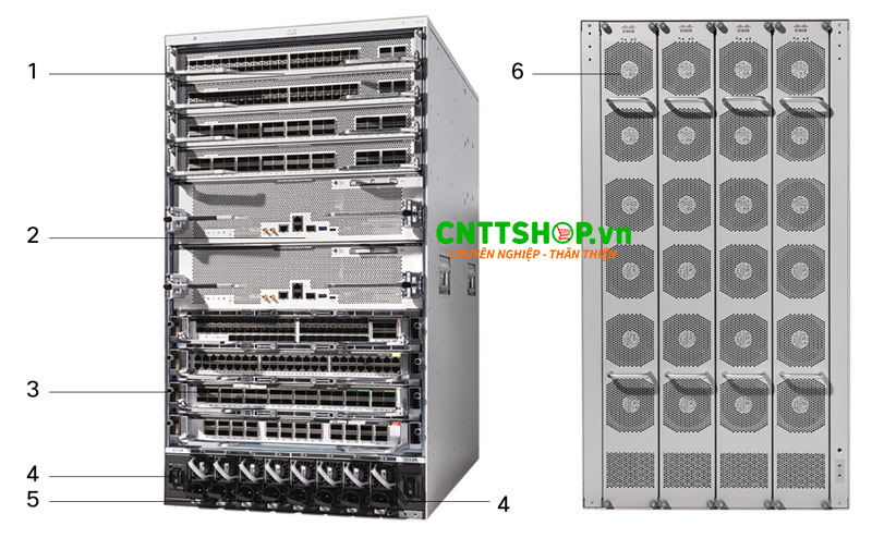 Switch Cisco Catalyst C9610 có thiết kế dạng Chassis hiện đại với khả ăng mở rộng các mô-đun Line Card