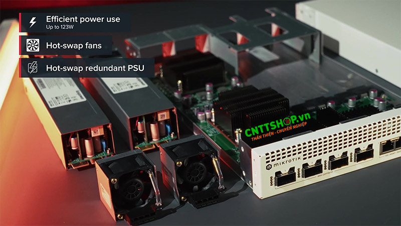 Nguồn và Quạt của Switch Mikrotik CRS804-4DDQ-hRM