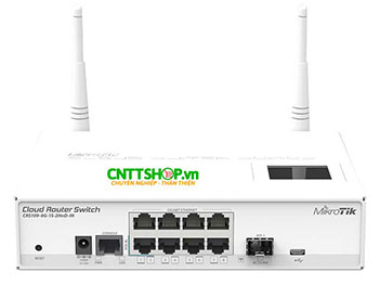 Switch Mikrotik CRS109-8G-1S-2HnD-IN witth 8 GE, 1 SFP port, LCD, WiFi