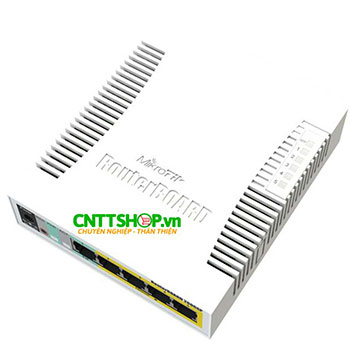 Switch Mikrotik RB260GSP 5x GE, PoE 1x SFP port, plastic case, SwOS