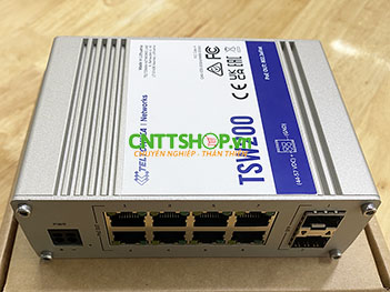 TSW200 Switch Industrial Teltonika 8x 1GE PoE+, 2x SFP ports