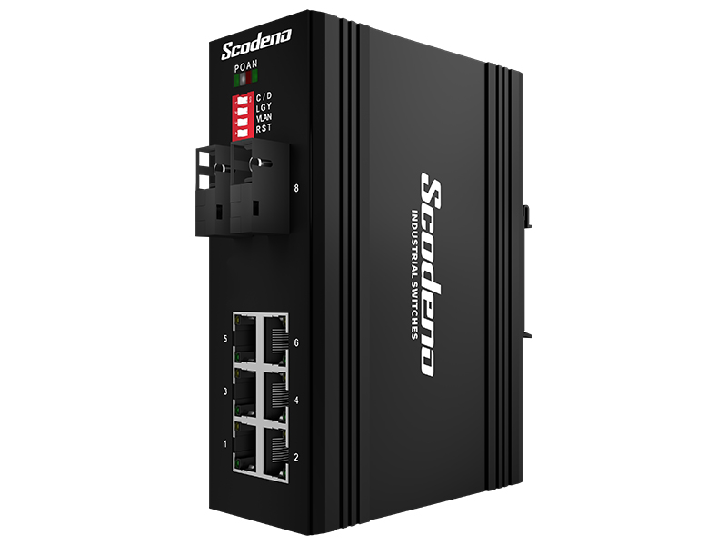 Scodeno V-IS10F-6T-2SC20-A 6x 10/100Mbps RJ45, 2 SC Port Industrial Switch
