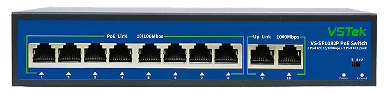 Switch Unmanaged VSTeK VS-SF1082P cấp nguồn cho mạng CCTV 