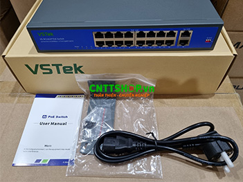 VS-SF1162P Switch Unmanaged VSTeK 16x 100Mbps PoE, 2x 1G RJ45