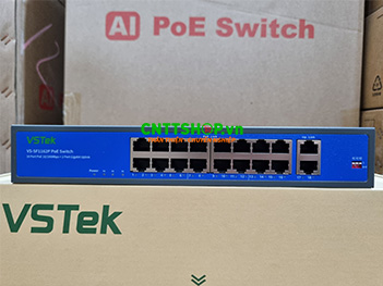 VS-SF1162P Switch Unmanaged VSTeK 16x 100Mbps PoE, 2x 1G RJ45