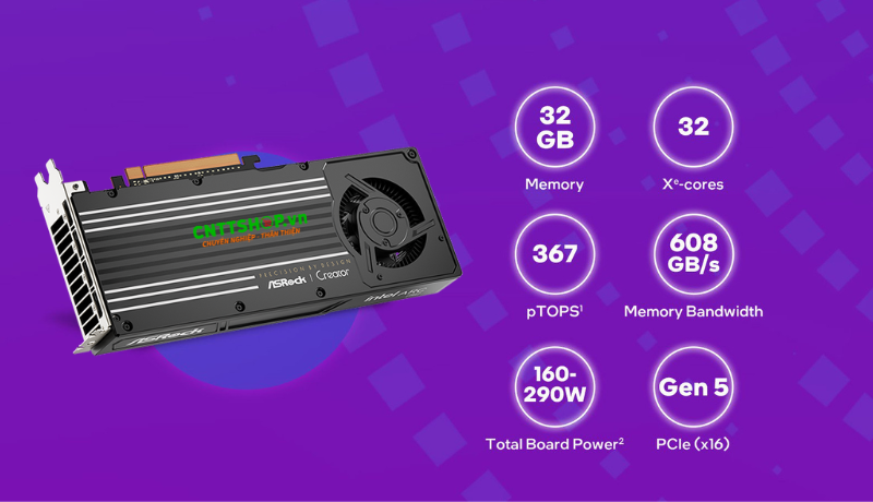 VGA Intel Arc Pro B70 Creator 32GB hiệu suất cao dành cho AI