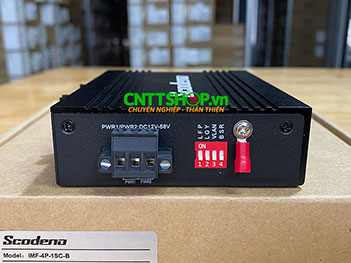 IMF-4P-1SC-B Media Converter công nghiệp 4-Port POE 10/100M + 1-Port SC, single mode TX1550/RX1310nm 1 sợi quang 20Km