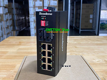 IMF-8P-2SC Media Converter công nghiệp 8-Port POE 10/100M + 2-Port SC, single mode 1310nm, 2 sợi quang 20Km