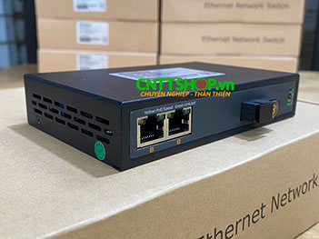 MF-2P-1SC-B Media Converter 2x10/100 POE+ 1xSC Port Single Mode TX1550/RX1310nm 1 Sợi Quang 20Km