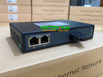 MF-2P-1SC Media Converter 2x10/100 POE+ 1xSC Port Single Mode 1310nm 2 Sợi Quang 20Km