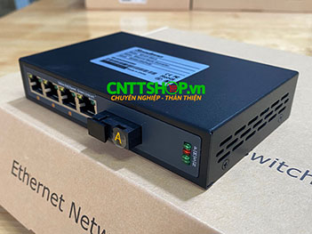 MF-4P-1SC-A Media Converter 4x 10/100 POE+ 1xSC Port Single Mode TX1310/RX1550nm 1 Sợi Quang 20Km