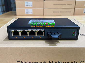 MF-4P-1SC Media Converter 4x 10/100 POE+ 1xSC Port Single Mode 1310nm 2 Sợi Quang 20Km