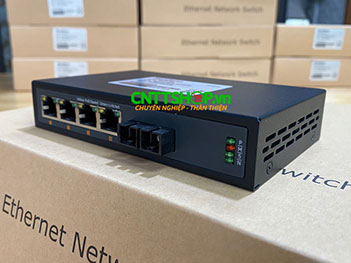 MF-4P-1SC Media Converter 4x 10/100 POE+ 1xSC Port Single Mode 1310nm 2 Sợi Quang 20Km