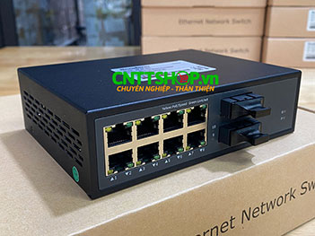 MF-8P-2SC Media Converter 8x 10/100 POE+ 2xSC Port Single Mode 1310nm 2 Sợi Quang 20Km