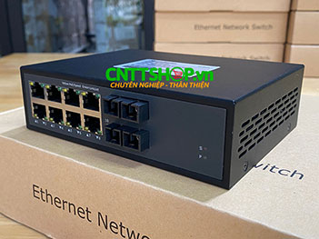 MF-8P-2SC Media Converter 8x 10/100 POE+ 2xSC Port Single Mode 1310nm 2 Sợi Quang 20Km