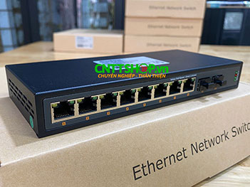 MF-8P-2SFP Media Converter 8x 10/100 POE+ 2xSFP Single/Multi Mode 1310/1550/850nm