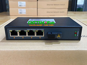 MG-4P-1SC-A Media Converter 4x 10/100/1000 POE+ 1xSC Port single mode TX1310/RX1550nm 1 sợi quang 20Km