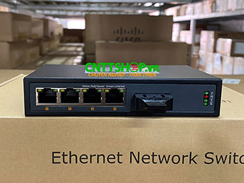 MG-4P-1SC Media Converter 4x 10/100/1000 POE+ 1xSC Port single mode 1310nm 2 sợi quang 20Km