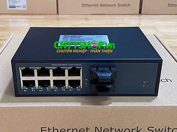 MG-8P-2SC Media Converter 8x 10/100/1000 POE+ 2xSC Port single mode 1310nm 2 sợi quang 20Km