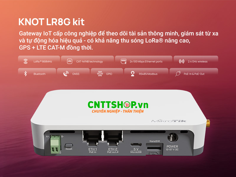 Gateway IoT Mikrotik KNOT LR8G kit RB924iR-2nD-BT5&BG770A&R11e-LR8G