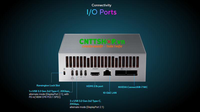 Hệ sinh thái kết nối mở rộng với NVIDIA ConnectX-7 với khả năng xếp chồng và kết nối mạng 200Gbps