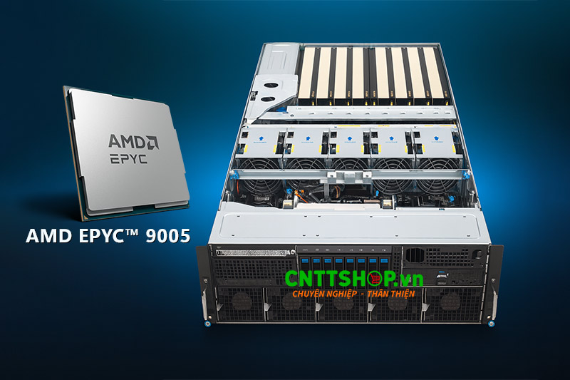 Máy Chủ ESC8000A-E13 có thiets kế 2 Socket hỗ trợ chạy các CPU AMD EPYC 9005 Series với tối đa 192 nhân