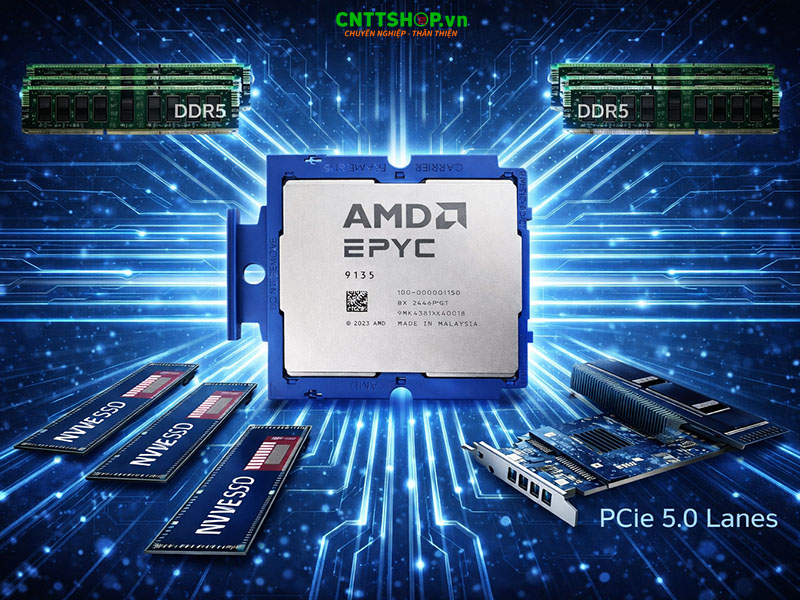 kết nối của amd epyc 9135