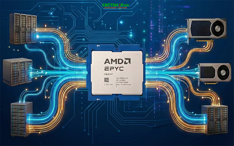 kết nối của amd epyc 9455P