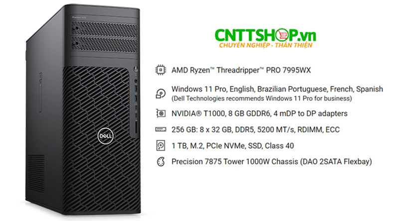 CPU AMD 7995WX tương thích máy trạm DELL