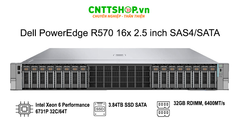 Cấu hình 16x 2.5inch của Dell PowerEdge R570