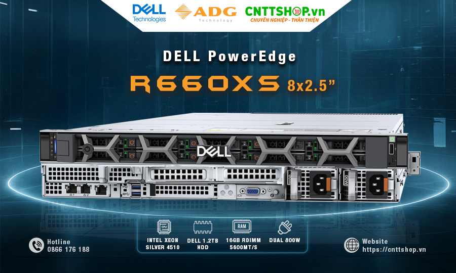 Máy chủ PowerEdge R660xs 8x2.5 inch